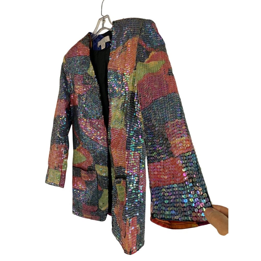 Vintage Sandy Starkman Sequin Blazer Abstract Art Plants EUC Size Small - Picture 2 of 7
